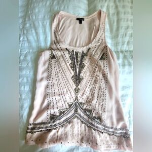 Express beaded tank top, size Small, blush pink color.